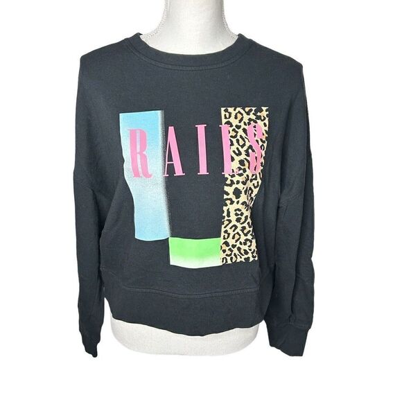 RAILS ALICE NEON RAILS SWEATSHIRT LONG SLEEVE CREWNECK Y2K 80S BLACK Sz LARGE - Picture 1 of 5